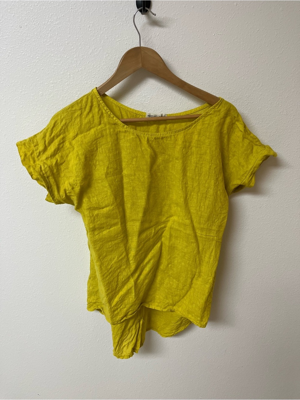 Terzo Millennio Yellow Linen Short-Sleeve Women's Top women’s size S